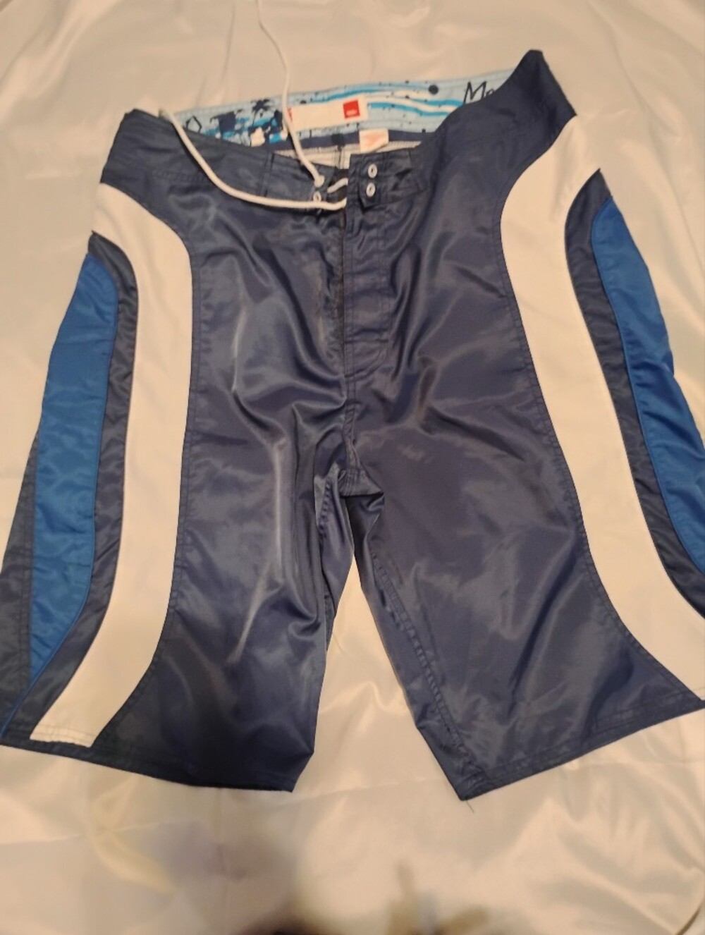 Mossimo Supply Co. Navy, White & Blue Men's Swim Board Shorts